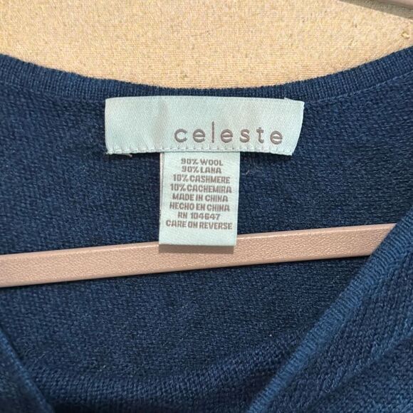 Celeste Women's Wool Cashmere Blend Colorblock Shawl Poncho Gray Navy One Size - Picture 4 of 6